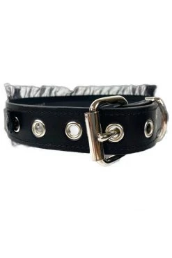 Funk Plus BDSM Collars 3/4" Leather Collar 'OWNED' Name Choker With Lace