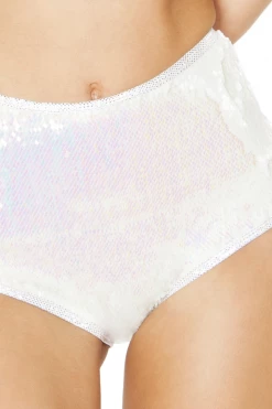 J Valentine Pearl White High Waist Reversible Sequin Shorts 8 J Valentine Pearl White High Waist Reversible Sequin Shorts