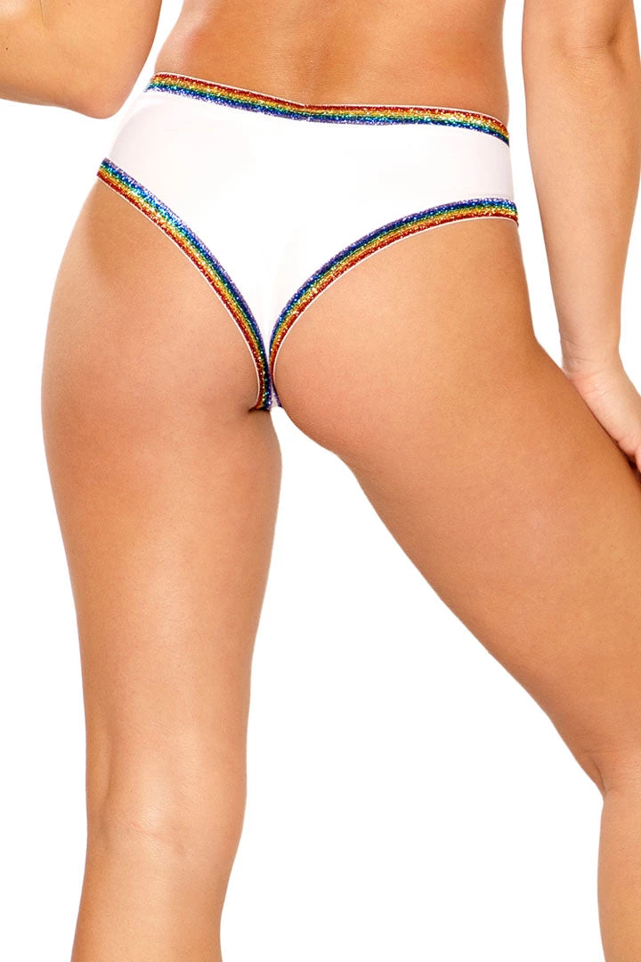 J Valentine White Rainbow Glitter Elastic Short 4 J Valentine White Rainbow Glitter Elastic Short