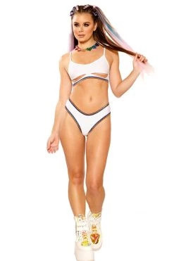 J Valentine White Rainbow Glitter Elastic Top 9 J Valentine White Rainbow Glitter Elastic Top