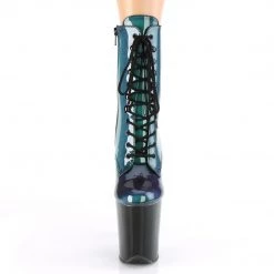 Pleaser 8" Heel, Purple-Green/Black Platform Lace-Up Front Ankle Boot, Side Zip* Shoes 8 Pleaser 8