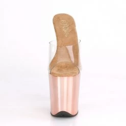 Pleaser 8" Heel, Clear/Rose Gold Chrome Plated Platform Slide*