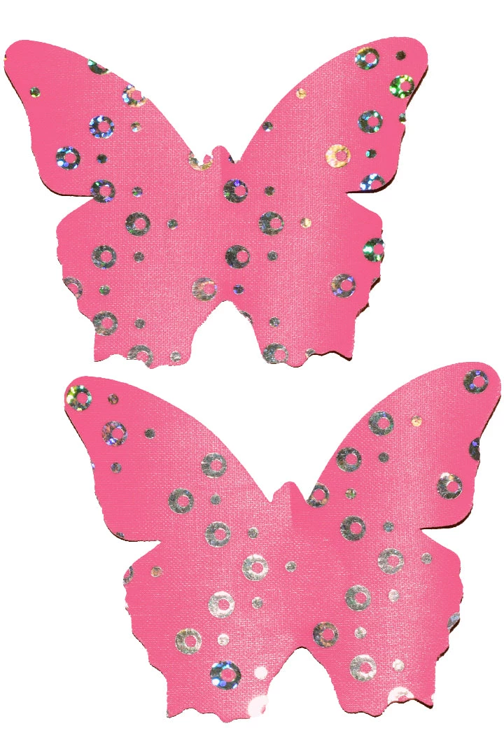 GE Apparel Sparkly Pink Butterfly Nipple Pasties 3 GE Apparel Sparkly Pink Butterfly Nipple Pasties