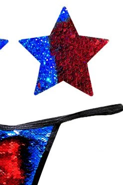 NevaNude American Spirit Flip Sequin Nipple Pasties & G-String Panty