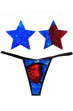 NevaNude American Spirit Flip Sequin Nipple Pasties & G-String Panty