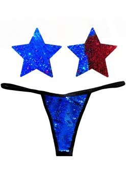 NevaNude American Spirit Flip Sequin Nipple Pasties & G-String Panty
