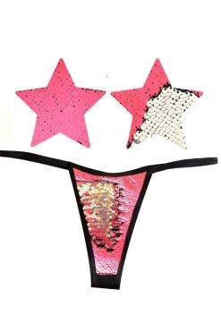 NevaNude Bitchin' Flip Sequin Nipple Pasties & G-String Panty