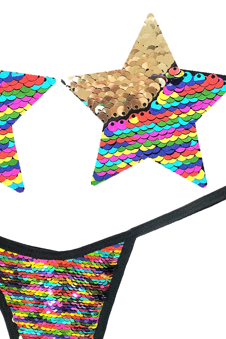 NevaNude Funfetti Flip Sequin Nipple Pasties & G-String Panty Lingerie 4 NevaNude Funfetti Flip Sequin Nipple Pasties & G-String Panty Lingerie