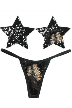 NevaNude Medusa Flip Sequin Nipple Pasties & G-String Panty Lingerie