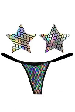 NevaNude Lingerie Mirrored Mayhem Nipple Pasties & G-String Panty