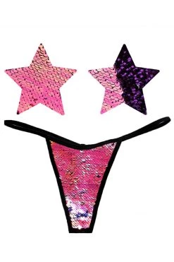 NevaNude My Lil Pony Flip Sequin Nipple Pasties & G-String Panty
