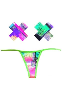 NevaNude Neon Tetris Nipple Pasties & G-String Panty