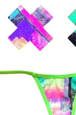 NevaNude Neon Tetris Nipple Pasties & G-String Panty