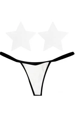 NevaNude Lingerie White Reflective Nipple Pasties & G-String Panty
