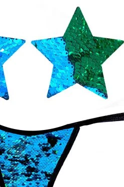 NevaNude Lingerie Seahawks Flip Sequin Nipple Pasties & G-String Panty