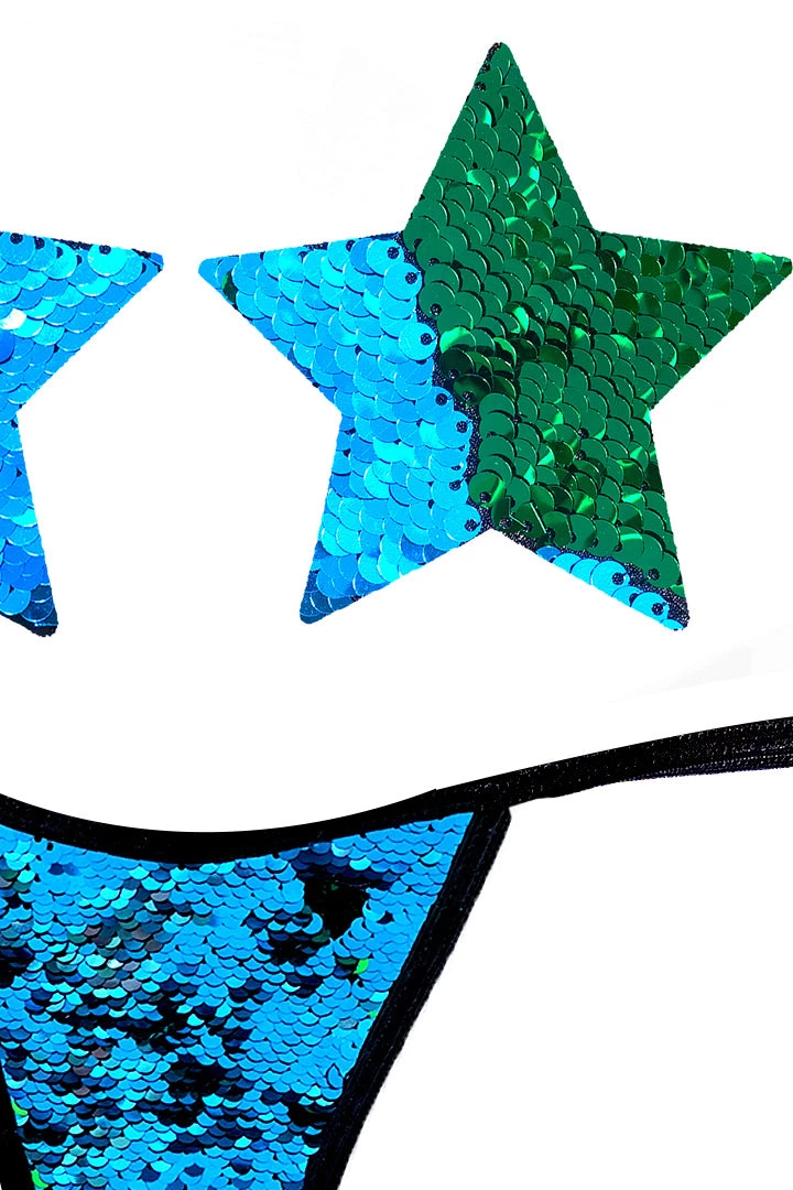 NevaNude Lingerie Seahawks Flip Sequin Nipple Pasties & G-String Panty 4 NevaNude Lingerie Seahawks Flip Sequin Nipple Pasties & G-String Panty