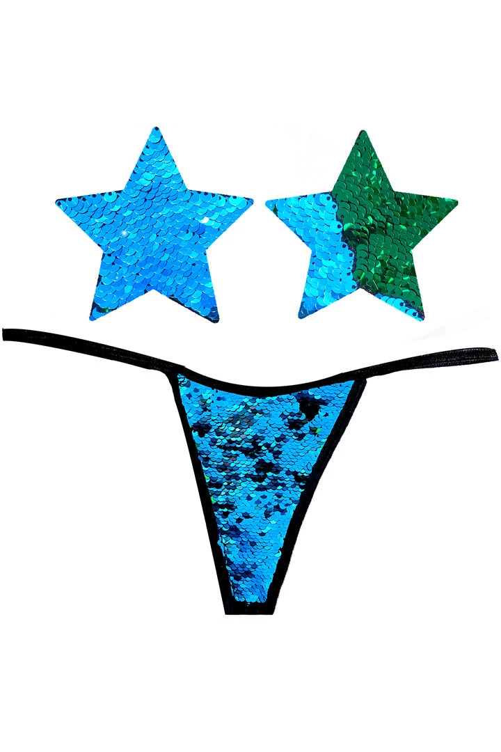 NevaNude Lingerie Seahawks Flip Sequin Nipple Pasties & G-String Panty 3 NevaNude Lingerie Seahawks Flip Sequin Nipple Pasties & G-String Panty