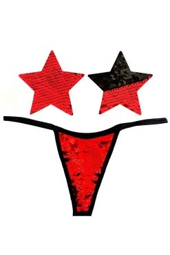 NevaNude Sookie Flip Sequin Nipple Pasties & G-String Panty