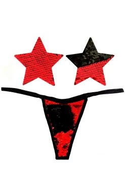 NevaNude Sookie Flip Sequin Nipple Pasties & G-String Panty