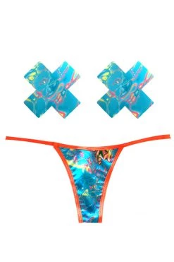NevaNude Tropical Skittles Nipple Pasties & G-String Panty Lingerie