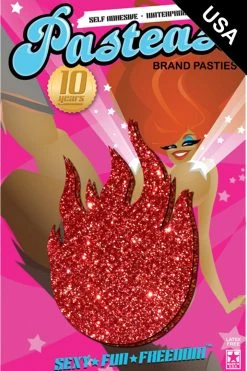 Pastease Accessories Red Glitter Flame Nipple Pasties 7 Pastease Accessories Red Glitter Flame Nipple Pasties