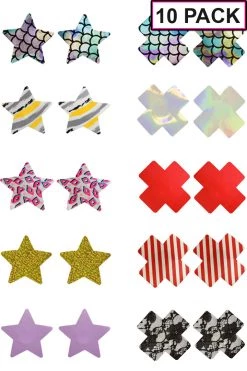 GE Apparel 10 Pack - Stars & XX Nipple Pasties