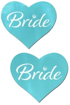 Pastease Blue 'Bride' Heart Nipple Pasties Lingerie