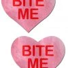 Pastease Pink Heart 'Bite Me' Nipple Pasties