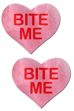 Pastease Pink Heart 'Bite Me' Nipple Pasties