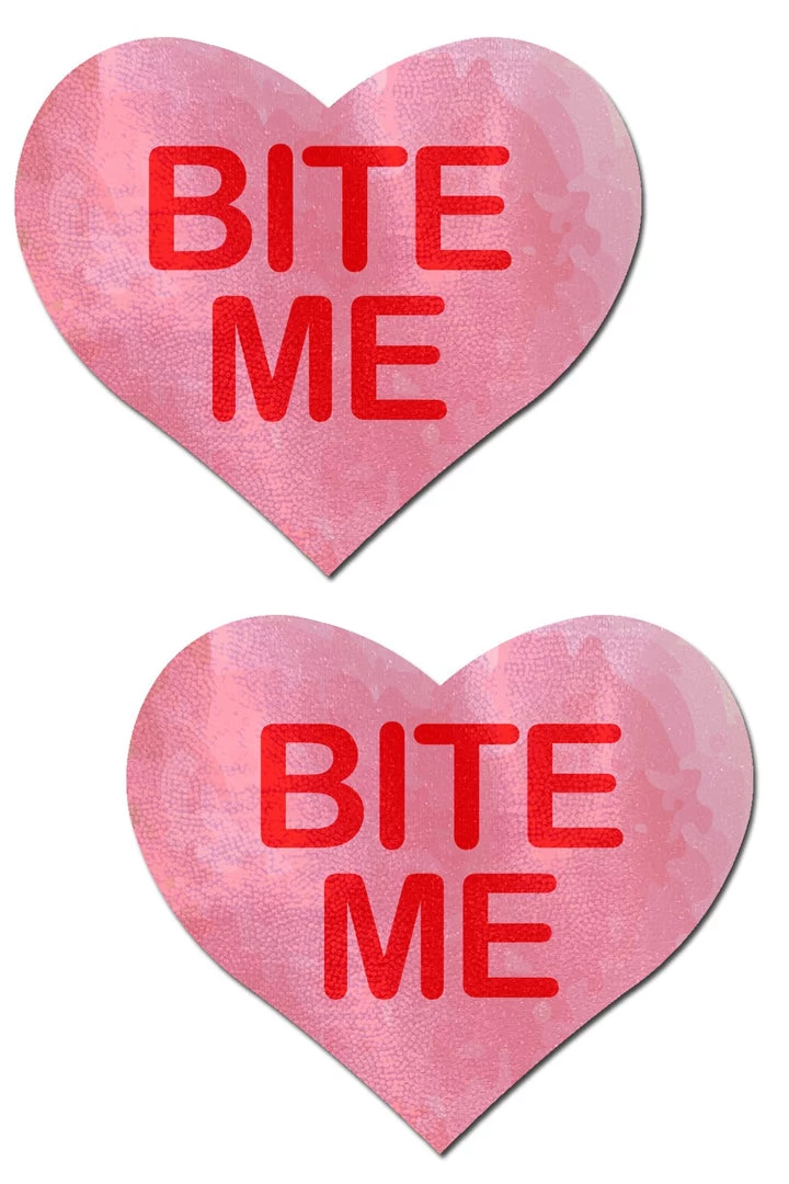 Pastease Pink Heart 'Bite Me' Nipple Pasties 3 Pastease Pink Heart 'Bite Me' Nipple Pasties