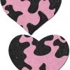 Pastease Accessories Pink Cow Print Heart Nipple Pasties