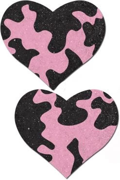 Pastease Accessories Pink Cow Print Heart Nipple Pasties