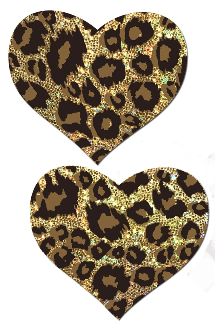 Pastease Gold Cheetah Glitter Heart Nipple Pasties Cat Costumes 3 Pastease Gold Cheetah Glitter Heart Nipple Pasties Cat Costumes