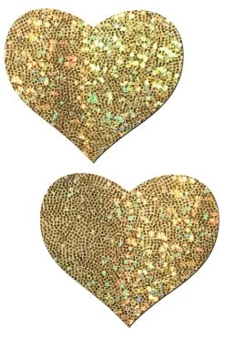 Pastease Gold Glitter Heart Nipple Pasties