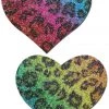Pastease Rainbow Cheetah Glitter Heart Nipple Pasties