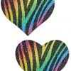 Pastease Rainbow Clothing Glittering Rainbow Zebra Hearts Nipple Pasties