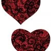 Pastease Valentines Day Lingerie Red Glitter Heart With Black Lace Nipple Pasties