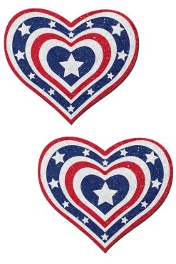 Pastease Glittering Patriotic Pumping Hearts Nipple Pasties Accessories