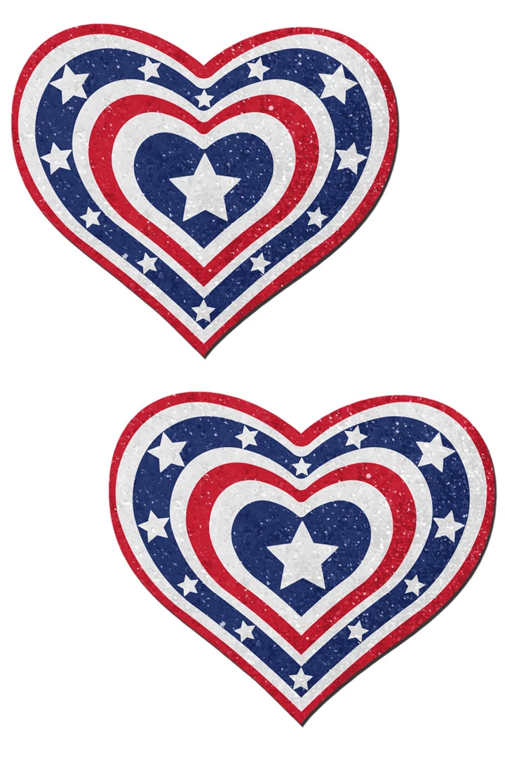 Pastease Glittering Patriotic Pumping Hearts Nipple Pasties Accessories 3 Pastease Glittering Patriotic Pumping Hearts Nipple Pasties Accessories