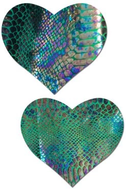 Pastease Accessories Gold Holographic Snake Print Heart Nipple Pasties 5 Pastease Accessories Gold Holographic Snake Print Heart Nipple Pasties