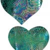 Pastease Accessories Gold Holographic Snake Print Heart Nipple Pasties