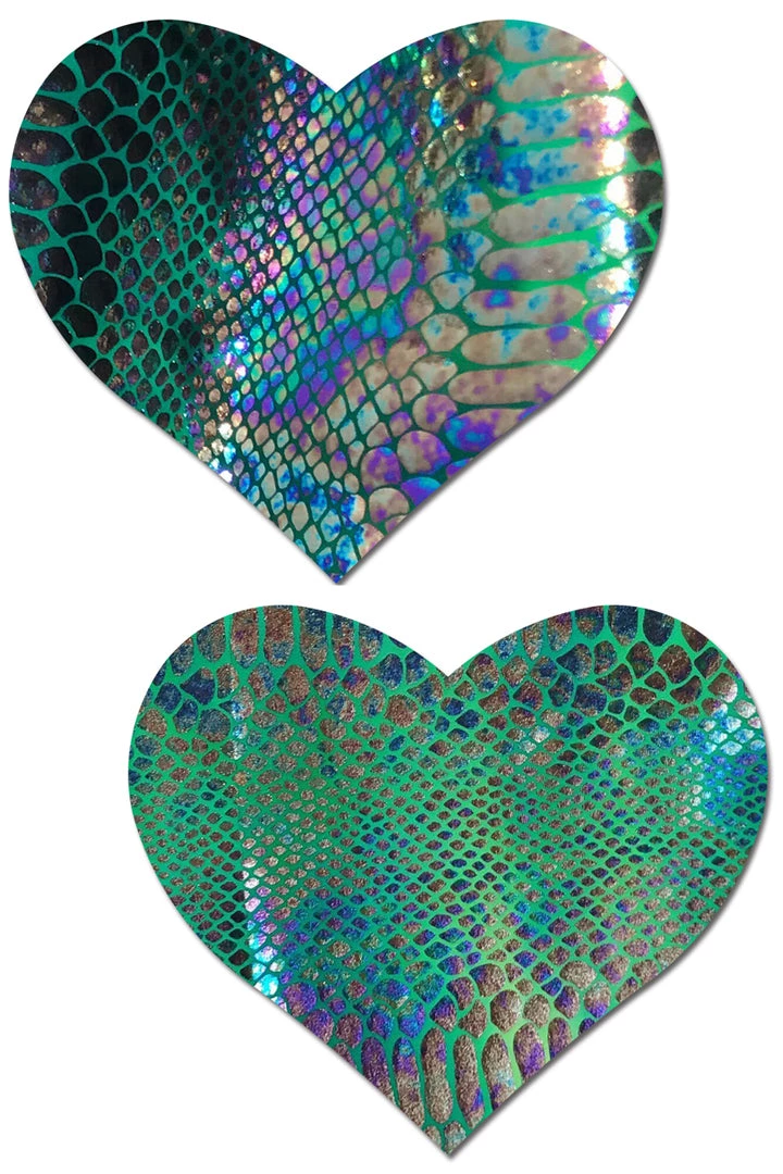 Pastease Accessories Gold Holographic Snake Print Heart Nipple Pasties 3 Pastease Accessories Gold Holographic Snake Print Heart Nipple Pasties