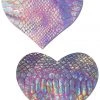 Pastease Silver Holographic Snake Print Heart Nipple Pasties