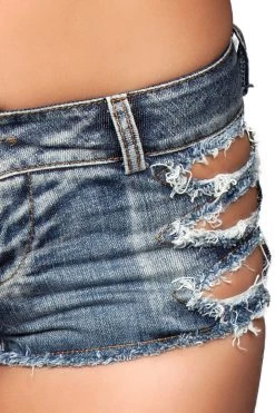 Be Wicked Dancewear Medium Wash Denim Cutout Booty Shorts