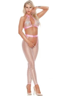 BodyShotz Pink Foil Monster Mesh Crotchless Chaps & Top 8 BodyShotz Pink Foil Monster Mesh Crotchless Chaps & Top