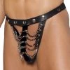 Elegant Moments Men's Leather Pouch With Chains Men's Lingerie