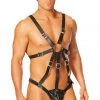 Elegant Moments Men's Lingerie Men's Leather Harness With Pouch