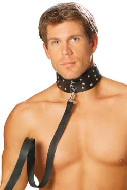 Elegant Moments BDSM Collars Men's Leather Collar With Studs