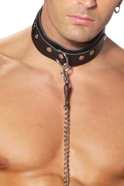 Elegant Moments Men's Leather Collar With O Ring