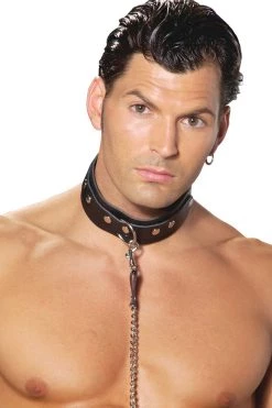 Elegant Moments Men's Leather Collar With O Ring